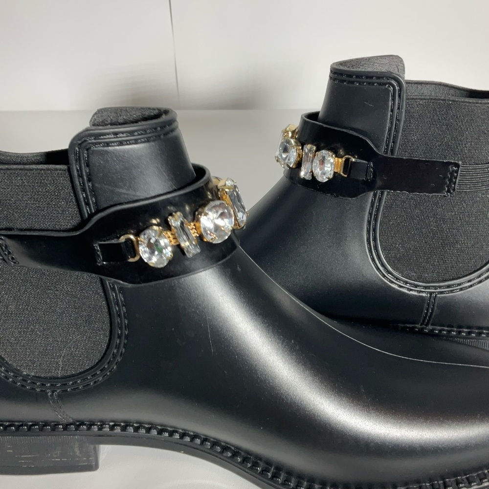 Henry Ferrera Marsala Women’s Black Gem Embellished Short Rain Boots Size 8. - Picture 13 of 16